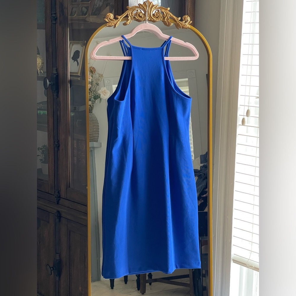 Boston Proper Blue Sleeveless High Neck Short Dress - Picture 6 of 9